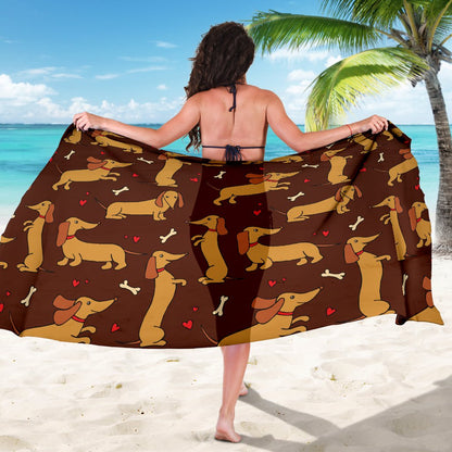 Dachshund Happy Print Pattern Sarong Pareo Wrap