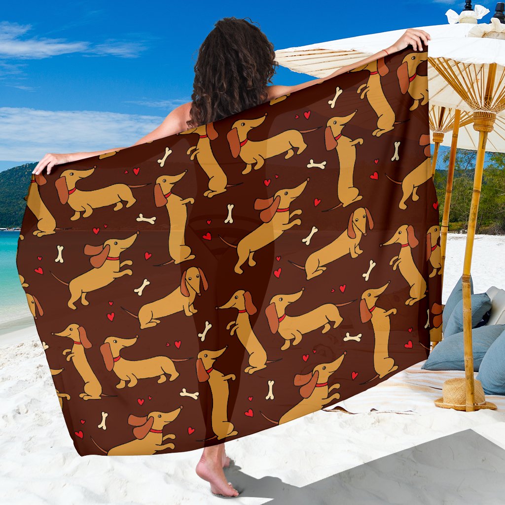 Dachshund Happy Print Pattern Sarong Pareo Wrap