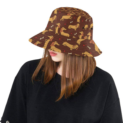 Dachshund Happy Print Pattern Unisex Bucket Hat