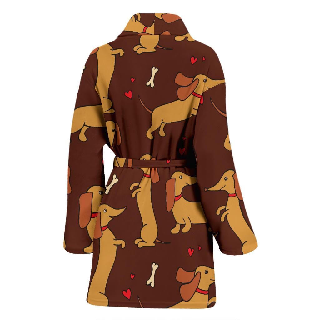 Dachshund Happy Print Pattern Women Bath Robe-JTAMIGO.COM