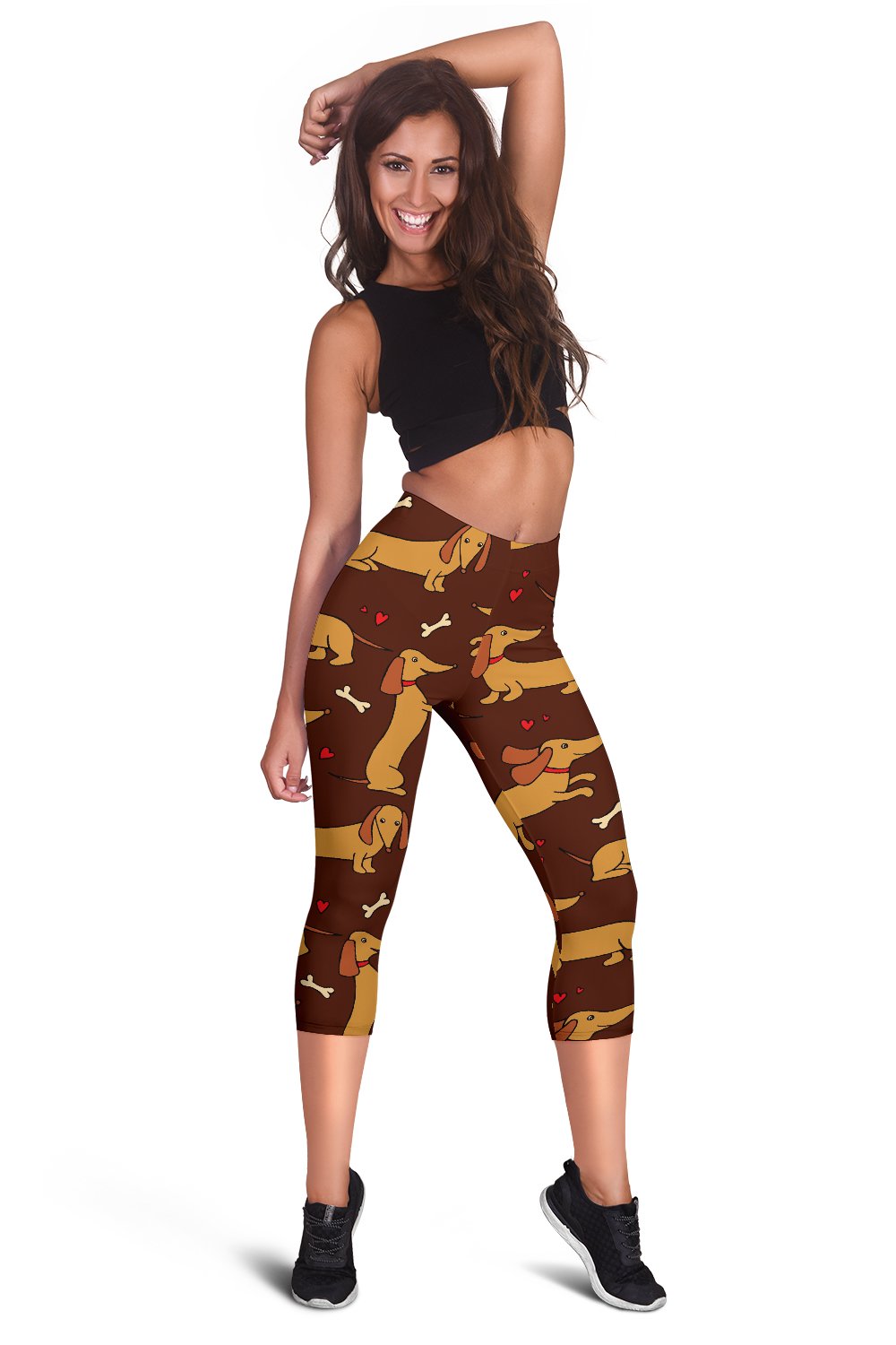 Dachshund Happy Print Pattern Women Capris