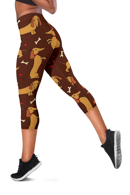 Dachshund Happy Print Pattern Women Capris