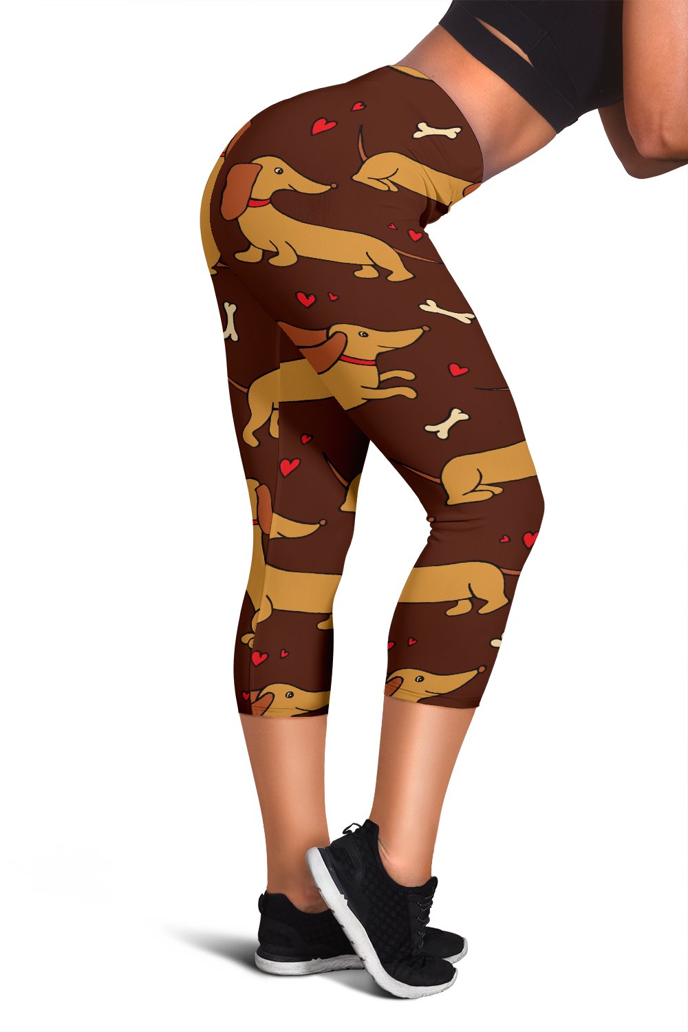Dachshund Happy Print Pattern Women Capris