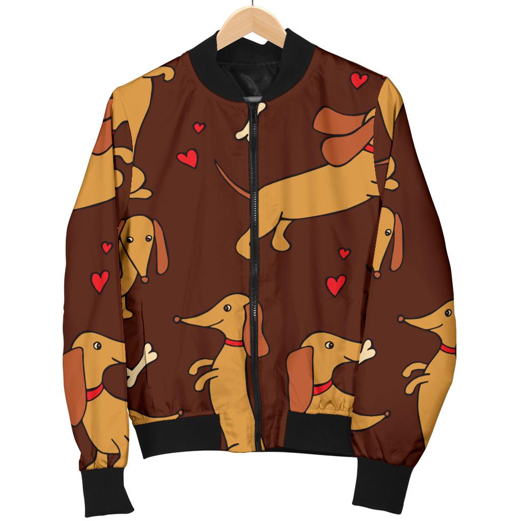 Dachshund Happy Print Pattern Women Casual Bomber Jacket