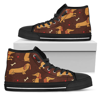 Dachshund Happy Print Pattern Women High Top Shoes