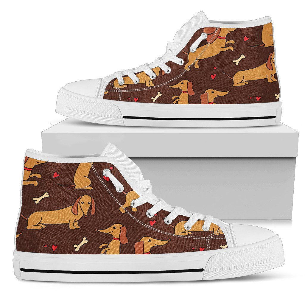 Dachshund Happy Print Pattern Women High Top Shoes