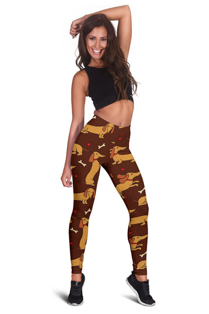 Dachshund Happy Print Pattern Women Leggings