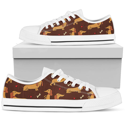 Dachshund Happy Print Pattern Women Low Top Shoes