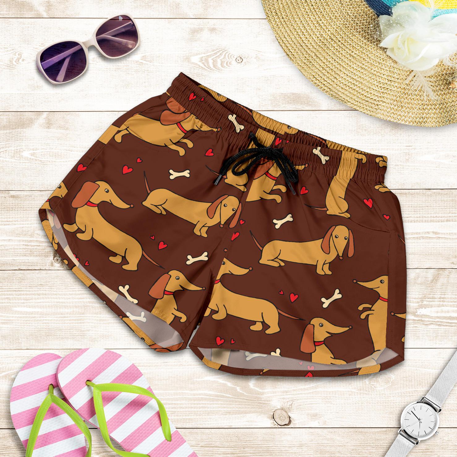 Dachshund Happy Print Pattern Women Shorts-JTAMIGO.COM