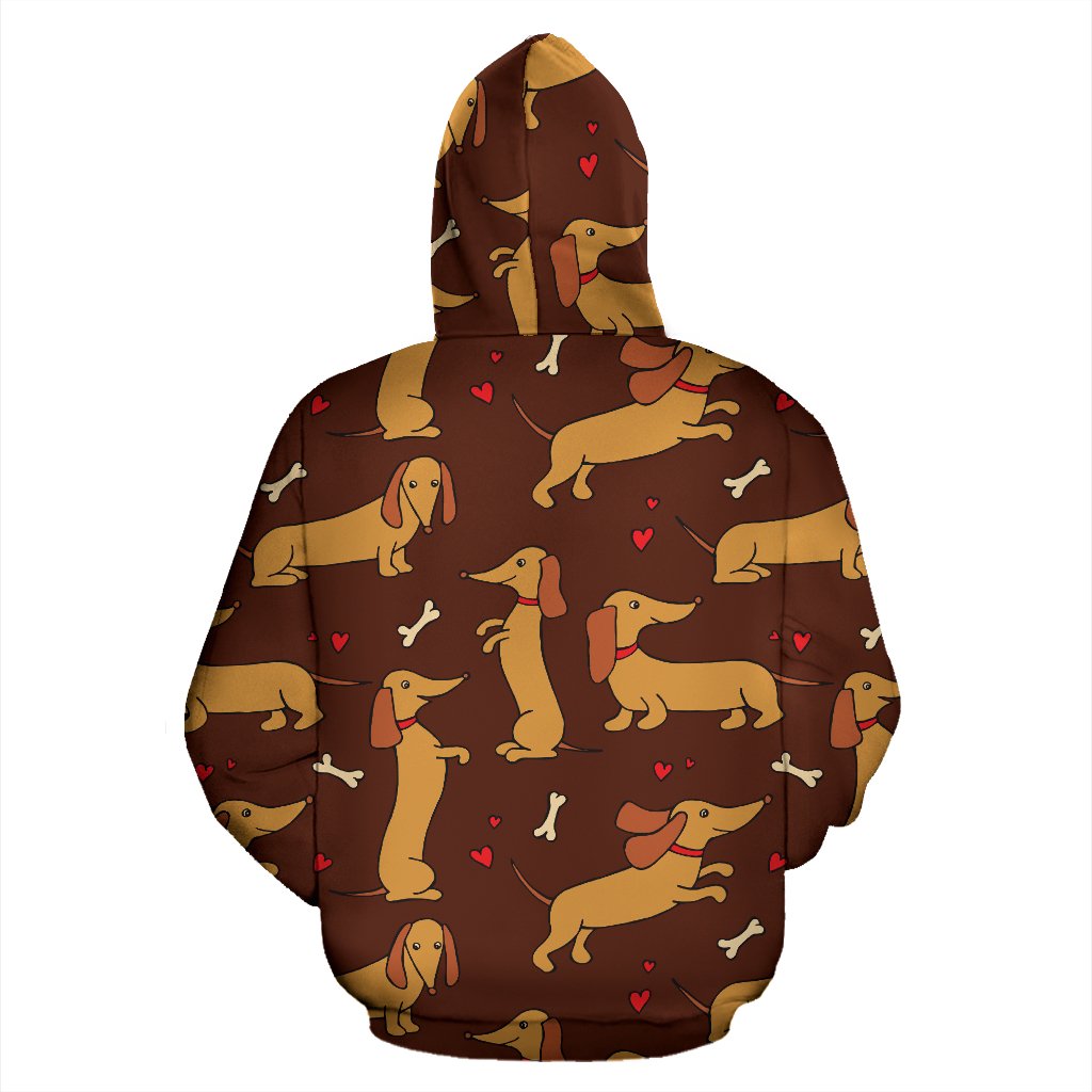 Dachshund Happy Print Pattern Zip Up Hoodie
