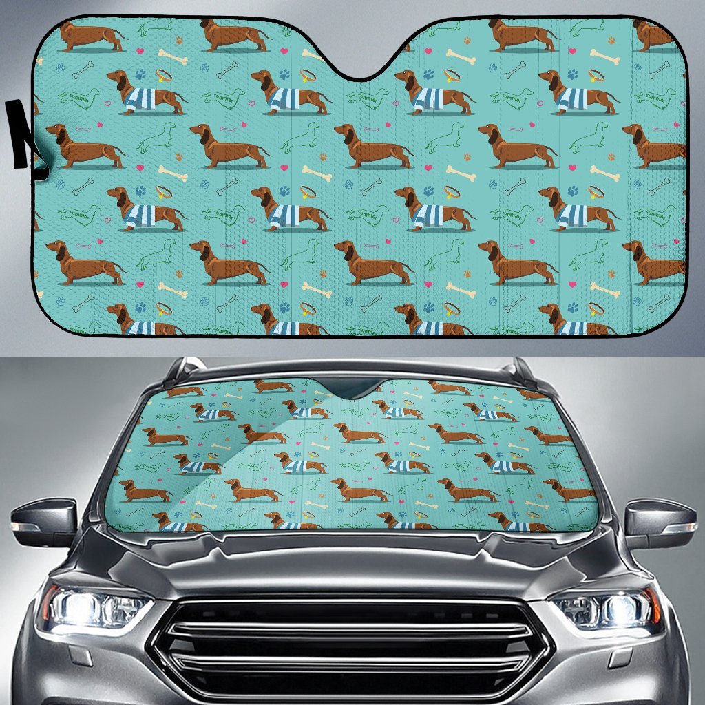 Dachshund Paw Decorative Print Pattern Car Sun Shade For Windshield