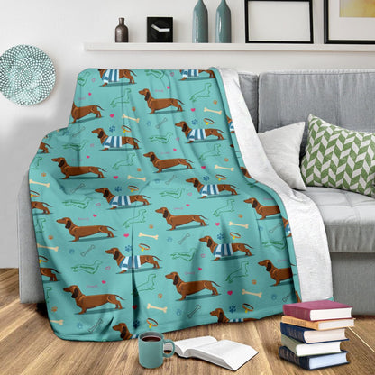 Dachshund Paw Decorative Print Pattern Fleece Blanket