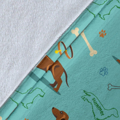 Dachshund Paw Decorative Print Pattern Fleece Blanket
