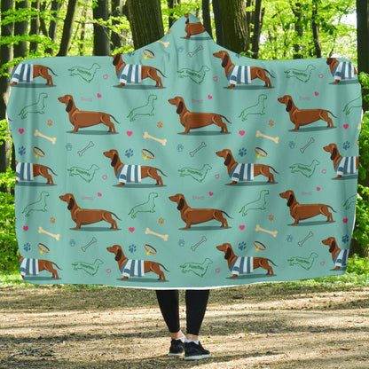 Dachshund Paw Decorative Print Pattern Hooded Blanket-JTAMIGO.COM