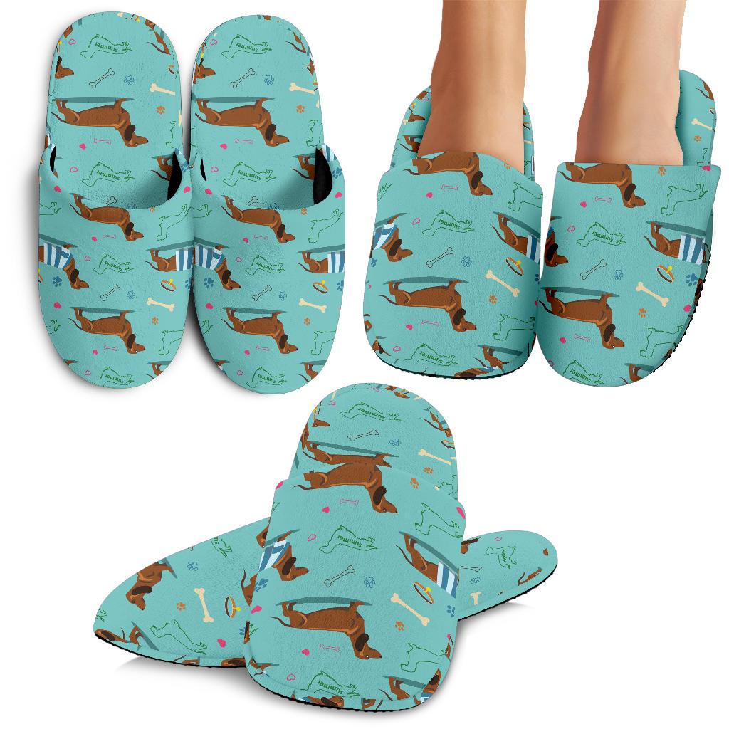 Dachshund Paw Decorative Print Pattern House Slippers