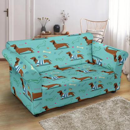 Dachshund Paw Decorative Print Pattern Loveseat Slipcover-JTAMIGO.COM