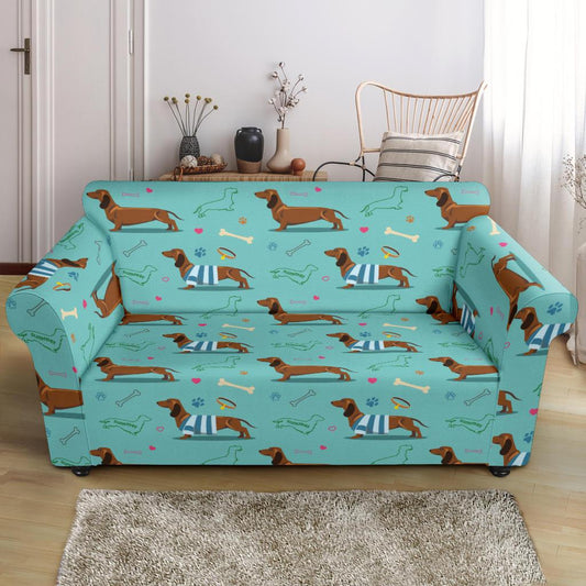 Dachshund Paw Decorative Print Pattern Loveseat Slipcover-JTAMIGO.COM