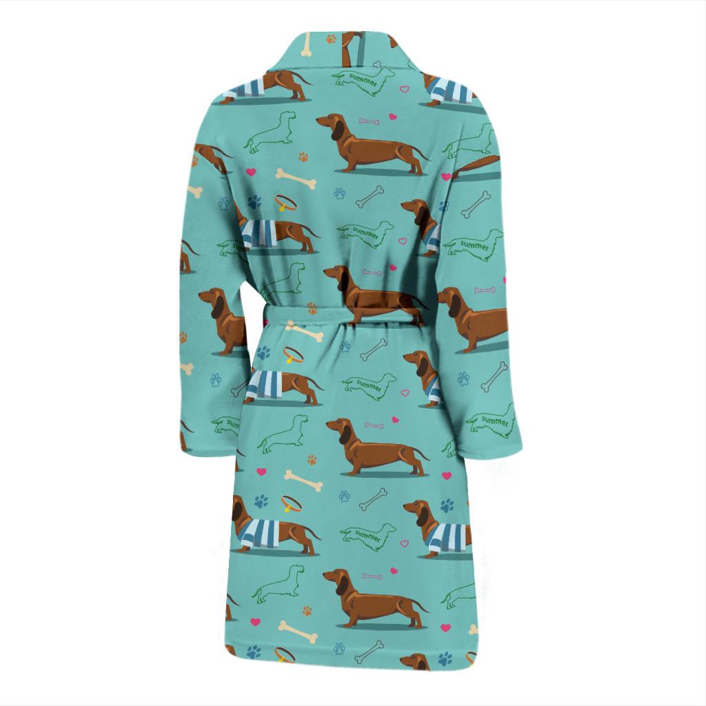 Dachshund Paw Decorative Print Pattern Men Bath Robe-JTAMIGO.COM