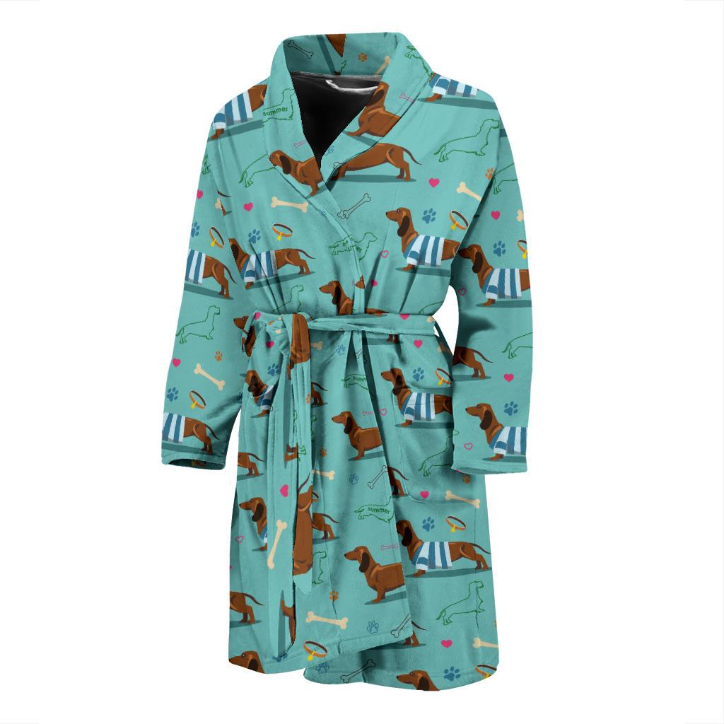 Dachshund Paw Decorative Print Pattern Men Bath Robe-JTAMIGO.COM