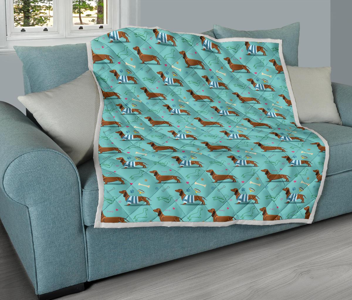 Dachshund Paw Decorative Print Pattern Premium Quilt-JTAMIGO.COM
