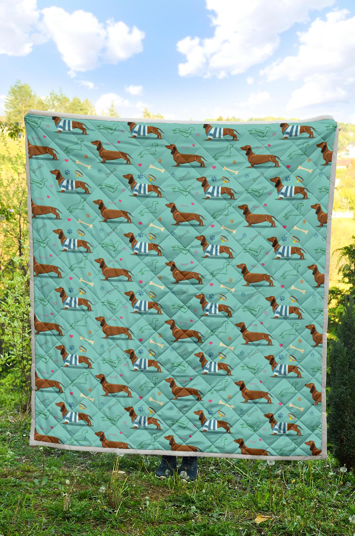 Dachshund Paw Decorative Print Pattern Premium Quilt-JTAMIGO.COM