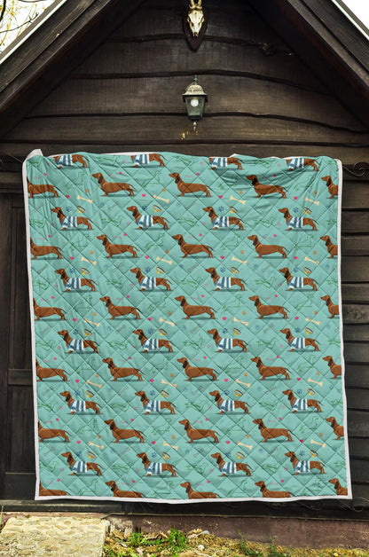 Dachshund Paw Decorative Print Pattern Premium Quilt-JTAMIGO.COM