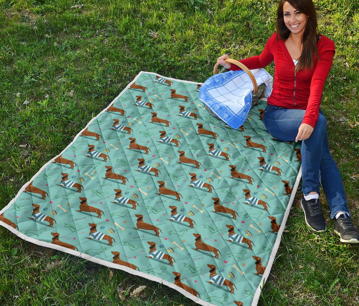 Dachshund Paw Decorative Print Pattern Premium Quilt-JTAMIGO.COM
