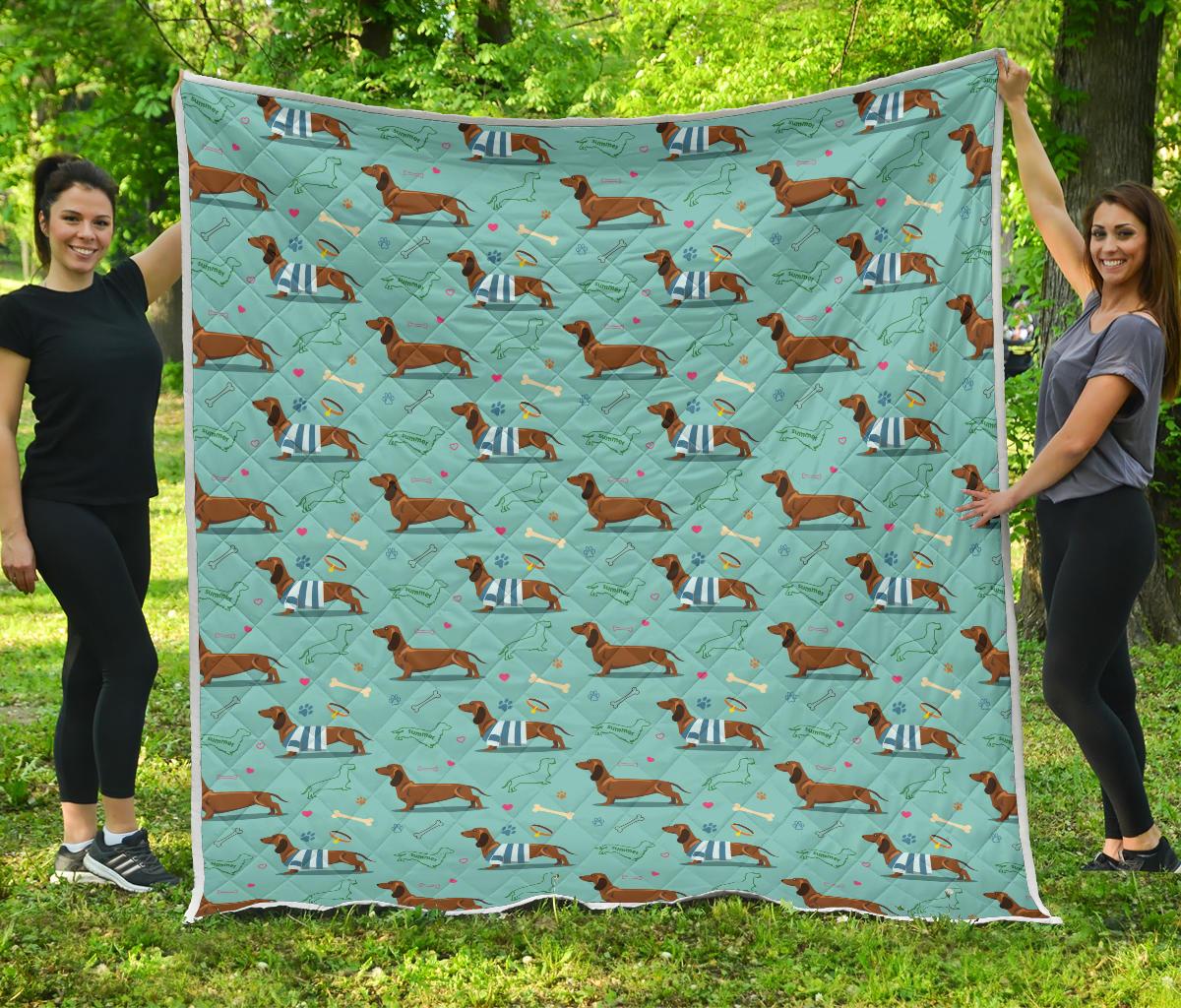Dachshund Paw Decorative Print Pattern Premium Quilt-JTAMIGO.COM