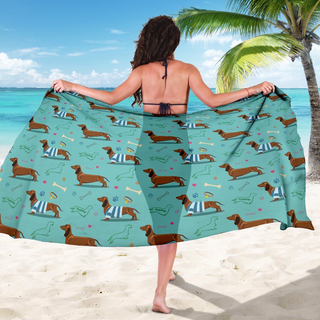 Dachshund Paw Decorative Print Pattern Sarong Pareo Wrap