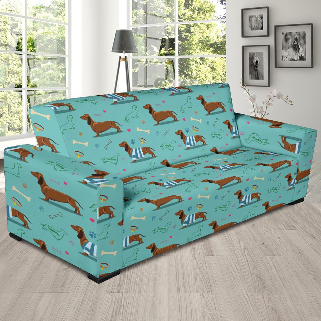 Dachshund Paw Decorative Print Pattern Sofa Slipcover-JTAMIGO.COM