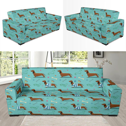 Dachshund Paw Decorative Print Pattern Sofa Slipcover-JTAMIGO.COM