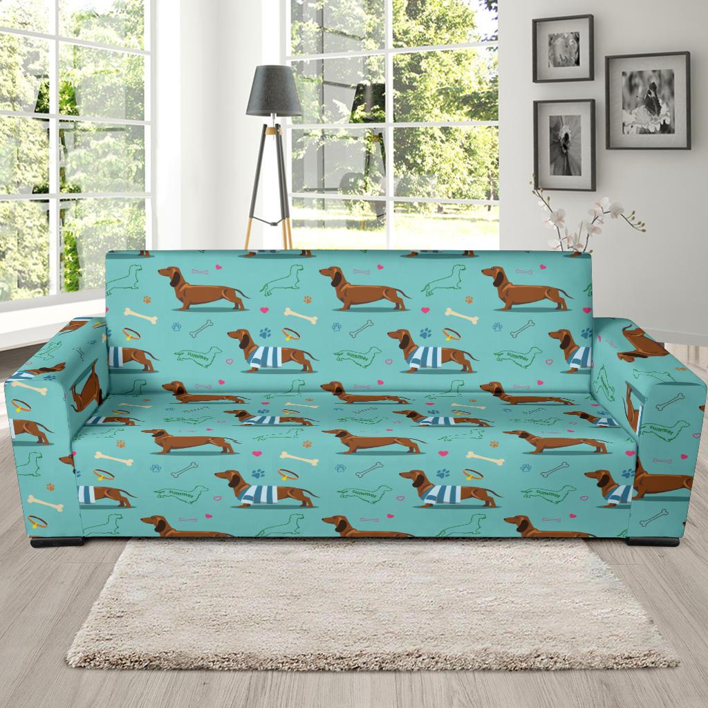 Dachshund Paw Decorative Print Pattern Sofa Slipcover-JTAMIGO.COM