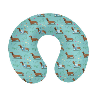 Dachshund Paw Decorative Print Pattern U-Shaped Travel Neck Pillow-JTAMIGO.COM
