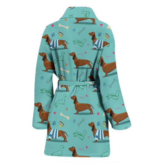 Dachshund Paw Decorative Print Pattern Women Bath Robe-JTAMIGO.COM