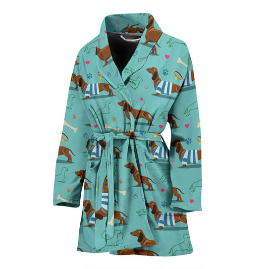 Dachshund Paw Decorative Print Pattern Women Bath Robe-JTAMIGO.COM