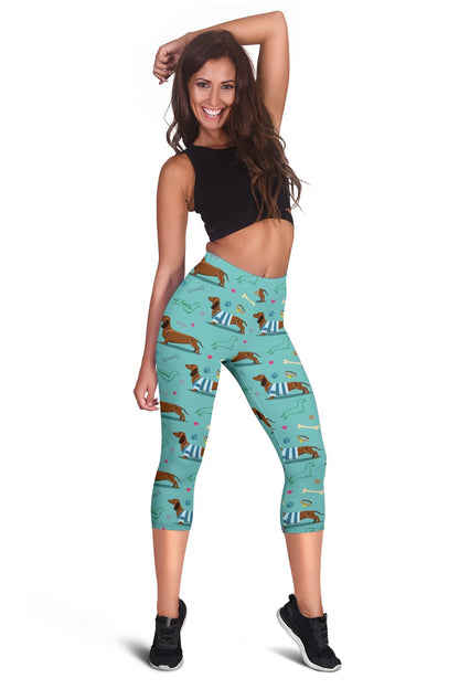 Dachshund Paw Decorative Print Pattern Women Capris