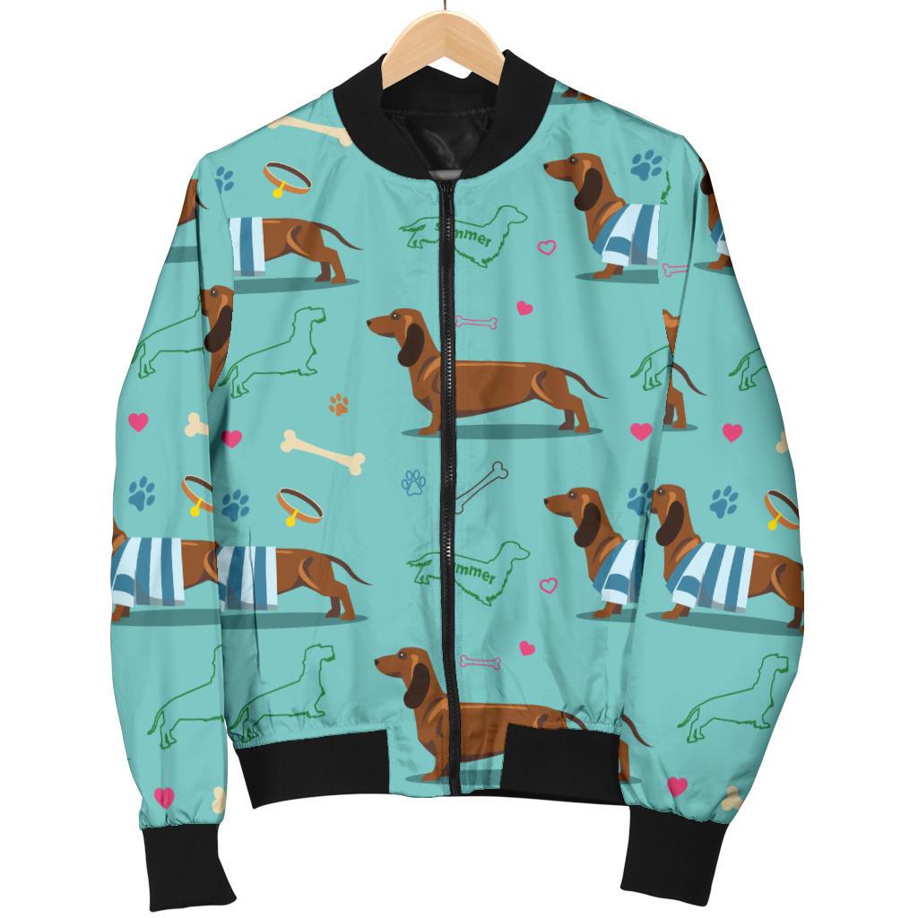 Dachshund Paw Decorative Print Pattern Women Casual Bomber Jacket