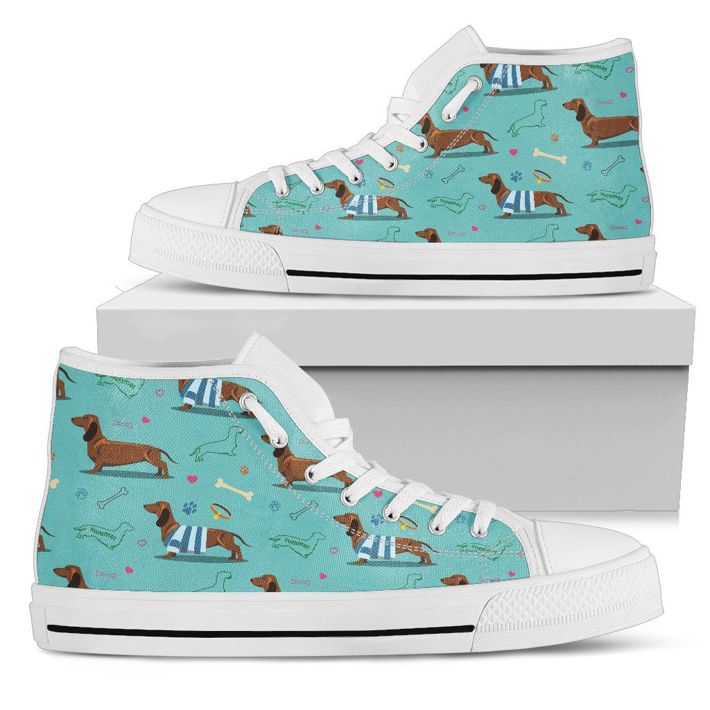 Dachshund Paw Decorative Print Pattern Women High Top Shoes