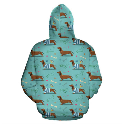 Dachshund Paw Decorative Print Pattern Zip Up Hoodie