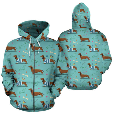 Dachshund Paw Decorative Print Pattern Zip Up Hoodie