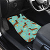 Dachshund with Floral Print Pattern Car Floor Mats