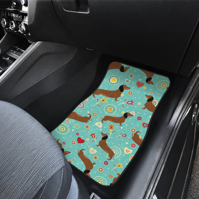 Dachshund with Floral Print Pattern Car Floor Mats