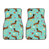 Dachshund with Floral Print Pattern Car Floor Mats