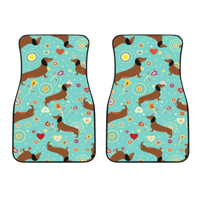 Dachshund with Floral Print Pattern Car Floor Mats