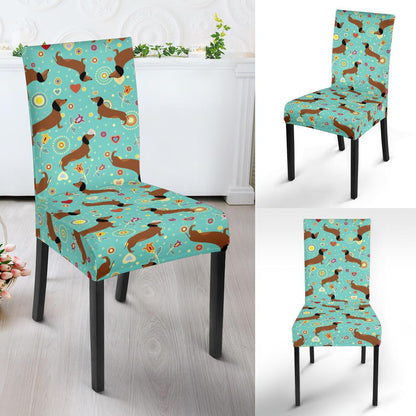 Dachshund with Floral Print Pattern Dinning Chair Slipper-JTAMIGO.COM