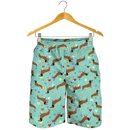 Dachshund with Floral Print Pattern Mens Shorts-JTAMIGO.COM