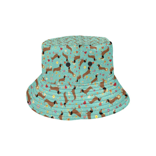 Dachshund with Floral Print Pattern Unisex Bucket Hat