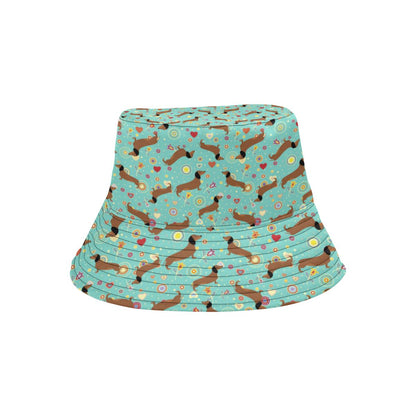 Dachshund with Floral Print Pattern Unisex Bucket Hat