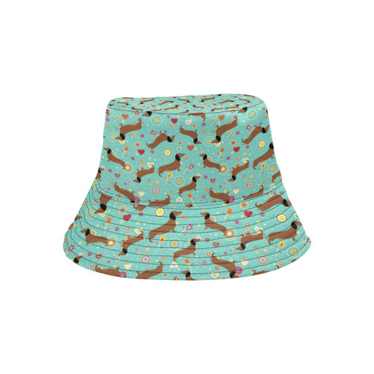 Dachshund with Floral Print Pattern Unisex Bucket Hat