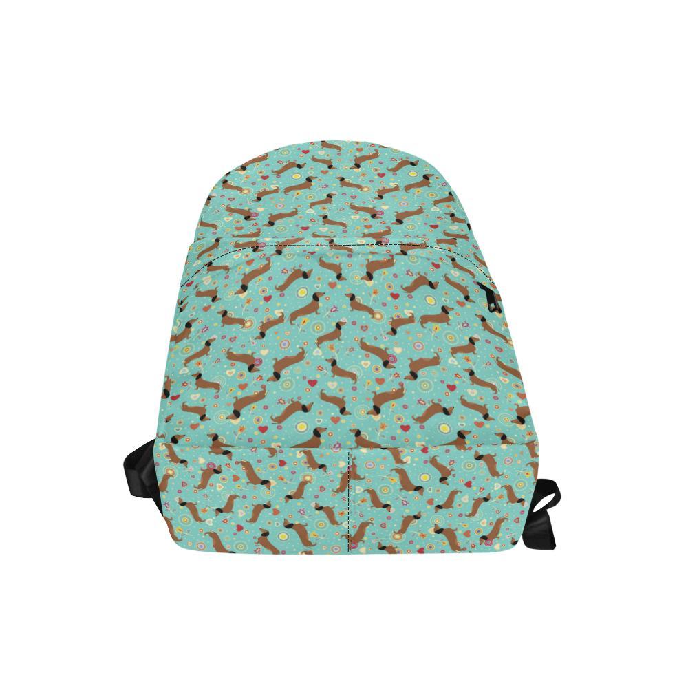 Dachshund with Floral Print Pattern Waterproof Backpack-JTAMIGO.COM